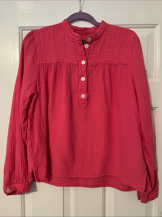 J. Crew Tops - J. Crew 100% Cotton Gauze Bright Pink Popover Top